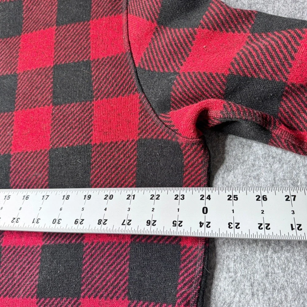 The North Face Mens XL Red Black Buffalo Plaid‎ Quarter Zip Fleece Jacket